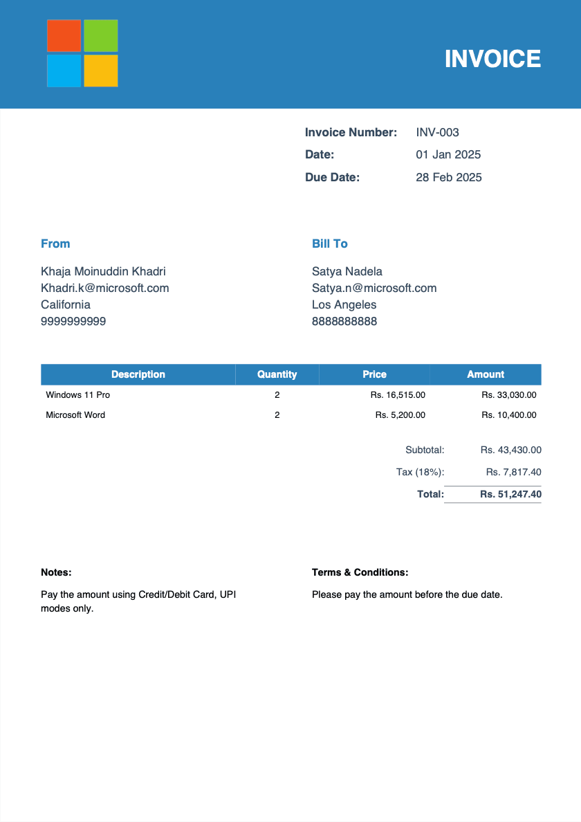Simple Invoice Template